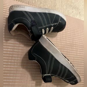 Pediped kids toddler shoes strap walking running sneaker grip navy white FLEX